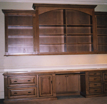 Custom Built Office Credenza with Upper Bookcase 